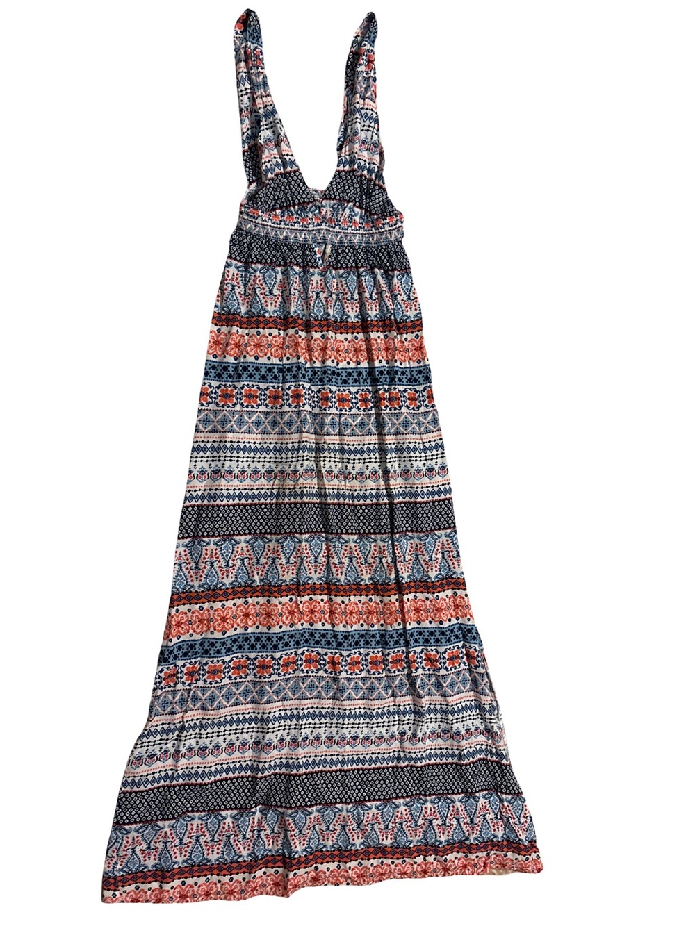 Wet Seal Blue, Orange, and White Patterned Maxi Dress